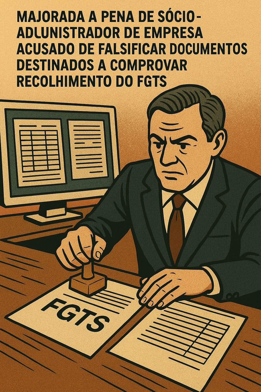 Majorada a pena de sócio-administrador de empresa acusado de falsificar documentos destinados a comprovar recolhimento do FGTS 